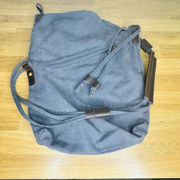 Coofit Canvas Preppy Unisex Retro Messanger Bag Grey Outer Pocket - Picture 1 of 11